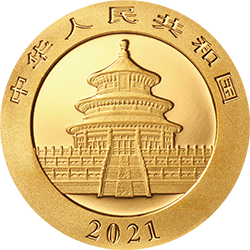 2021版熊貓金銀紀念幣1克圓形金質紀念幣